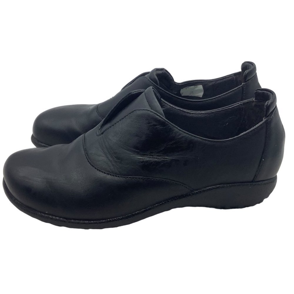 Naot Leather Karo Koru Shoes Loafers Women 4 EU 35 Girl 2 Jet Black Madras APMA - Picture 4 of 8
